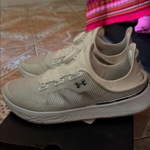 Under Armour Light Beige Knit Trainer Sneakers